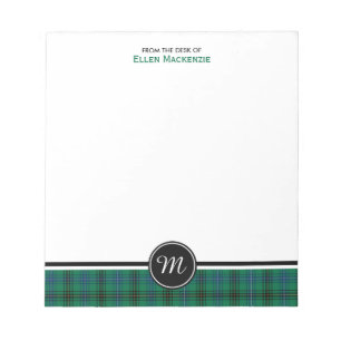 Bloc-note Monogramme vert et bleu de clan de Henderson de