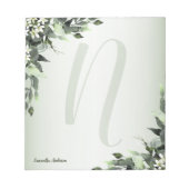 Bloc-note Monogramme Vert Floral Eucalyptus Feuilles (Devant)