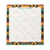 Bloc-note Monogramme vert Noir Jaune Kwanzaa Kente Tissu (Devant)