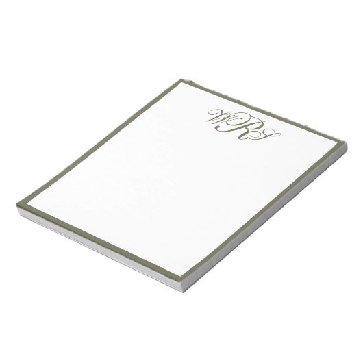 Bloc-note Monogramme vert olive classique (Tourné)
