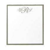 Bloc-note Monogramme vert olive classique (Devant)