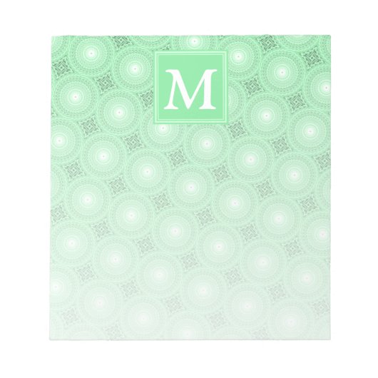Bloc-note Monogramme vert ressort cercles motif (Devant)