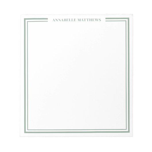 Bloc-note Monogramme Vert Sauge (Devant)