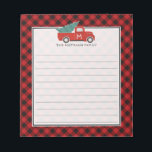 Bloc-note Monogramme Vintage Camion rouge et planté de buffl<br><div class="desc">Le bloc-notes de Noël Monogramme en rouge et noir présente notre camion rouge vintage portant un arbre de Noël sur un motif en plastique de buffle avec du texte personnalisable ! Il s'agit d'une merveilleuse idée cadeau de Noël ou le rembourrage de bas, et serait parfait comme un petit objet...</div>