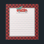 Bloc-note Monogramme Vintage Camion rouge et planté de buffl<br><div class="desc">Le bloc-notes de Noël Monogramme en rouge et noir présente notre camion rouge vintage portant un arbre de Noël sur un motif en plastique de buffle avec du texte personnalisable ! Il s'agit d'une merveilleuse idée cadeau de Noël ou le rembourrage de bas, et serait parfait comme un petit objet...</div>