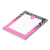 Bloc-note Monogramme Zebra avec Motif de point de Polka rose (Tourné)
