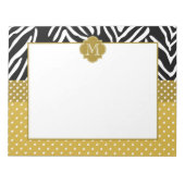 Bloc-note Monogramme Zebra avec Motif de point Gold Polka (Devant)