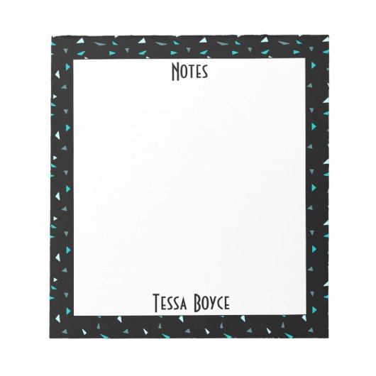 Bloc-note Monogrammed Black Blue Abstract Modern Pattern (Devant)