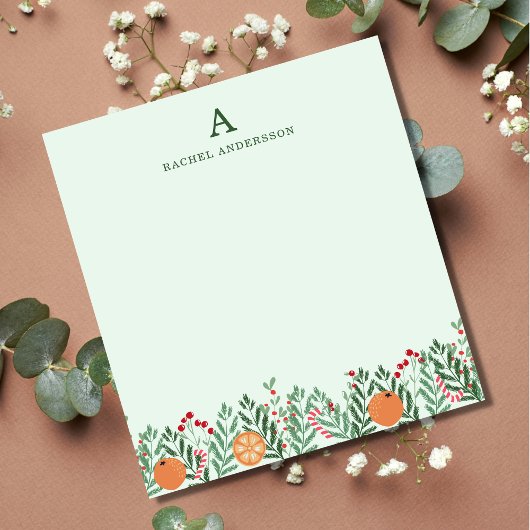 Bloc-note Monogrammed Christmas Flowers Notepad