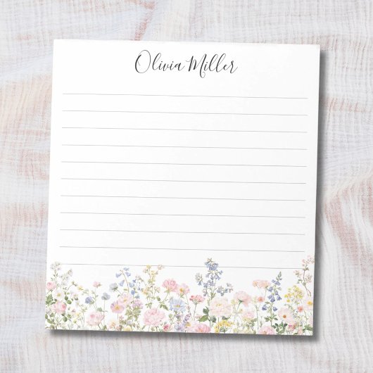 Bloc-note Monogrammed Colorful Flower Garden Floral Lined