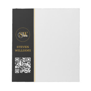 Bloc-note Monogrammed Name & Modern Signature / QR Code