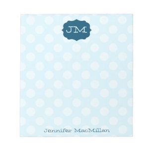 Bloc-note Monogrammed Preppy Notepad, Shades of Blue,