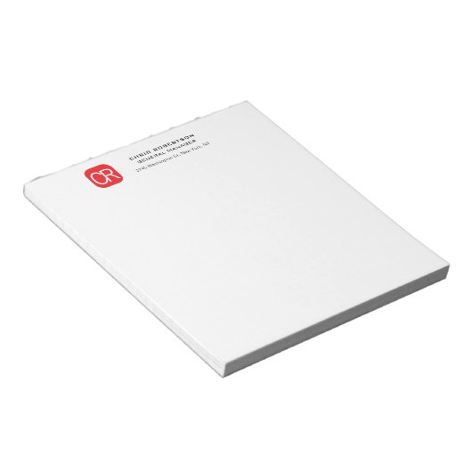 Bloc-note Monogrammed Red White Professional Plain (Incliné)