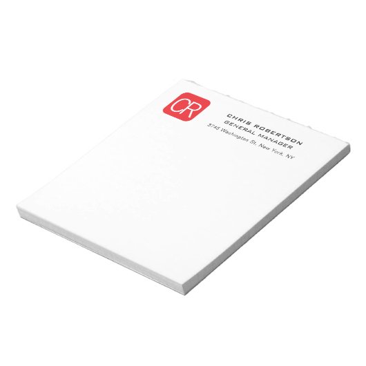Bloc-note Monogrammed Red White Professional Plain (Tourné)