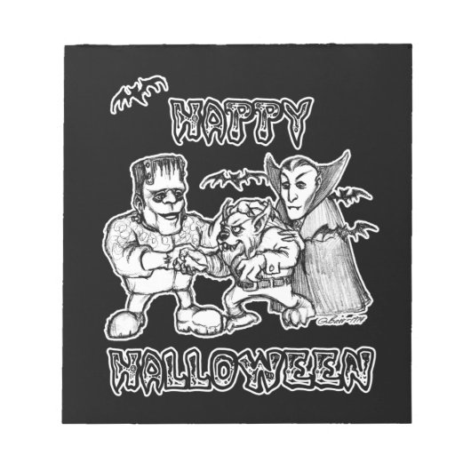 Bloc-note Monstres amusants - Bonne Halloween (Devant)