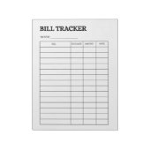 Bloc-note Monthly Bill Tracker Notepad (Tourné)