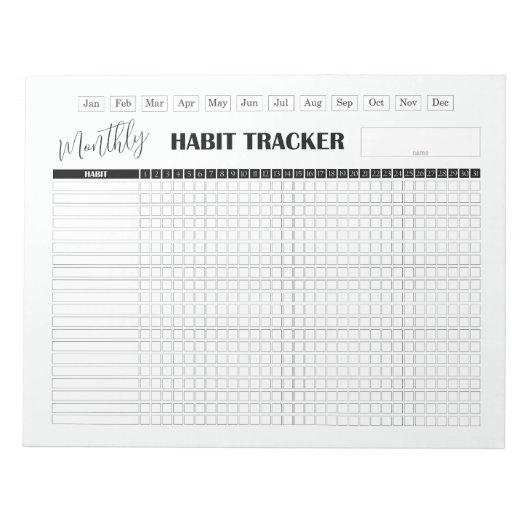 Bloc-note Monthly Habit Tracker White (Devant)
