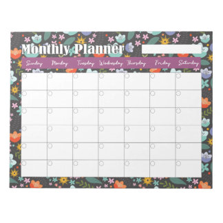 Bloc-note Monthly Planner Spring Colorful Flowers 