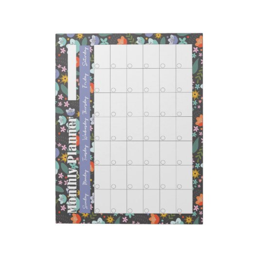 Bloc-note Monthly Planner Spring Colorful Flowers  (Tourné)