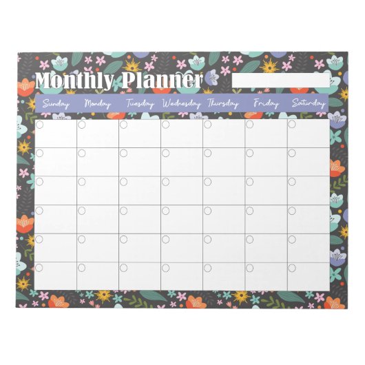Bloc-note Monthly Planner Spring Colorful Flowers (Devant)