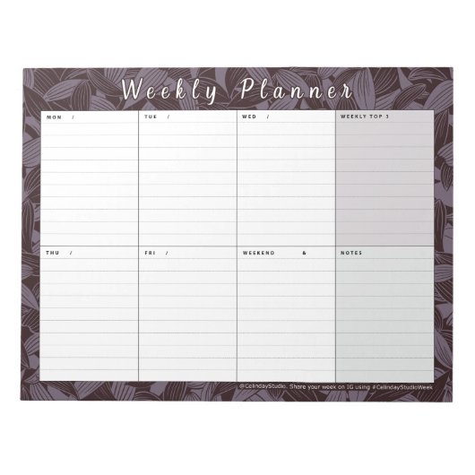 Bloc-note Moody Botanical Weekly Planner | La semaine en un (Devant)