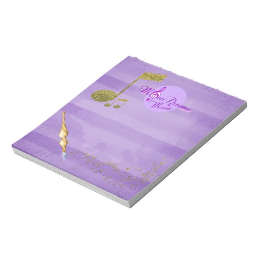 Bloc-note MoonDreams Purple & Gold Music Notes Écriture soig (Tourné)