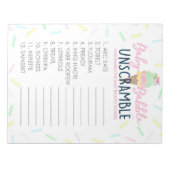 Bloc-note Mot de crème glacée Débrouiller le Baby shower pac (Devant)