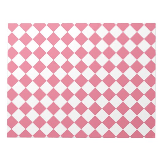 Bloc-note Motif à carreaux diamant rose blanc (Devant)