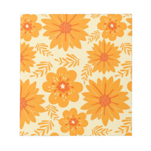 Bloc-note Motif à fleurs orange Vintage rétro du milieu du s