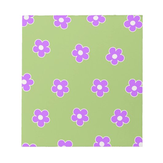 Bloc-note Motif à fleurs vert violet rétro Y2K (Devant)