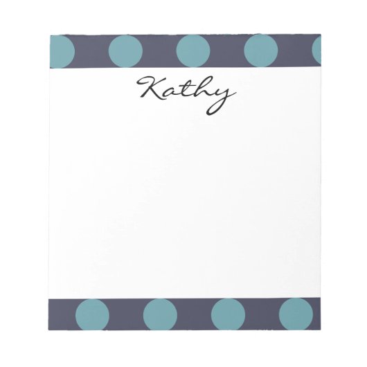 Bloc-note Motif à pois bleu bébé bleu marine Monogramme (Devant)