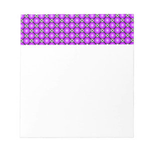 Bloc-note Motif à pois rose magenta sur fond quadrillé noir 