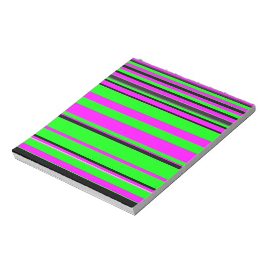 Bloc-note Motif à rayures couleur noir rose chaud (Tourné)