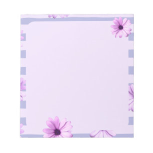 Bloc-note Motif à rayures pastel avec des marguerites