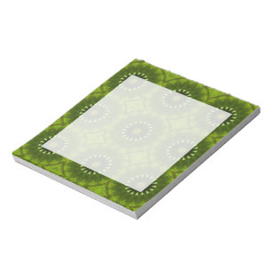 Bloc-note Motif abstrait de kaléidoscope en soleil vert écla