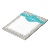 Bloc-note Motif Ancre blanc gris Turquoise Monogramme (Tourné)
