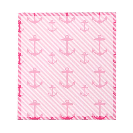 Bloc-note Motif Ancre rose (Devant)
