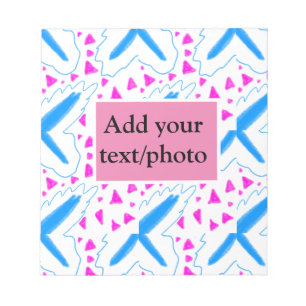 Bloc-note Motif aquarelle bleu rose ajoutez nom texte person