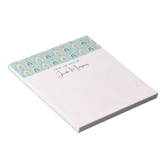 Bloc-note Motif arc-en-ciel blanc mignon (Incliné)