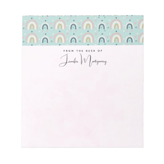 Bloc-note Motif arc-en-ciel blanc mignon (Devant)