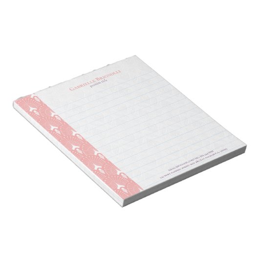Bloc-note Motif art déco rose et blanc (Incliné)