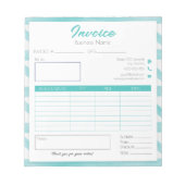 Bloc-note motif bleu boho Facture facile pour petite entrepr (Devant)