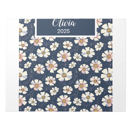 Bloc-note Motif Bleu et Floral (Devant)