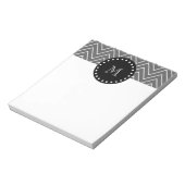 Bloc-note Motif Chevron Gris Charbon | Monogramme Noir (Tourné)