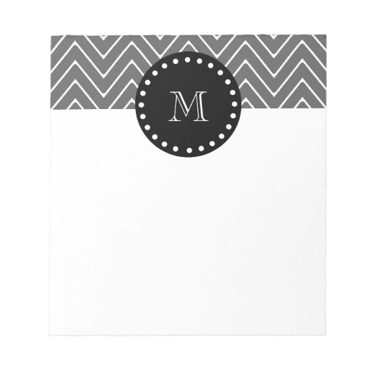 Bloc-note Motif Chevron Gris Charbon | Monogramme Noir (Devant)