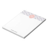 Bloc-note Motif Chevron Monogramme Tendance Gris Blanc Pêche (Tourné)