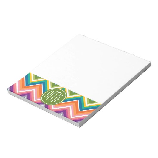 Bloc-note Motif coloré Chevron avec Monogramme (Tourné)