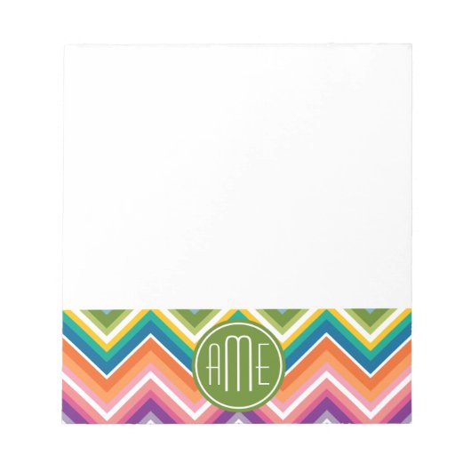Bloc-note Motif coloré Chevron avec Monogramme (Devant)