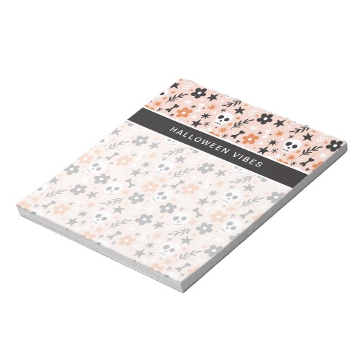 Bloc-note Motif crâne de fleurs (Tourné)