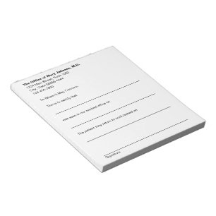 Bloc-note Motif d'absence du cabinet médical Note de médecin